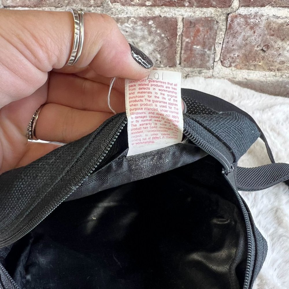 Vintage Jansport Crossbody Bag Black Leather Bottom One Size - Picture 8 of 10